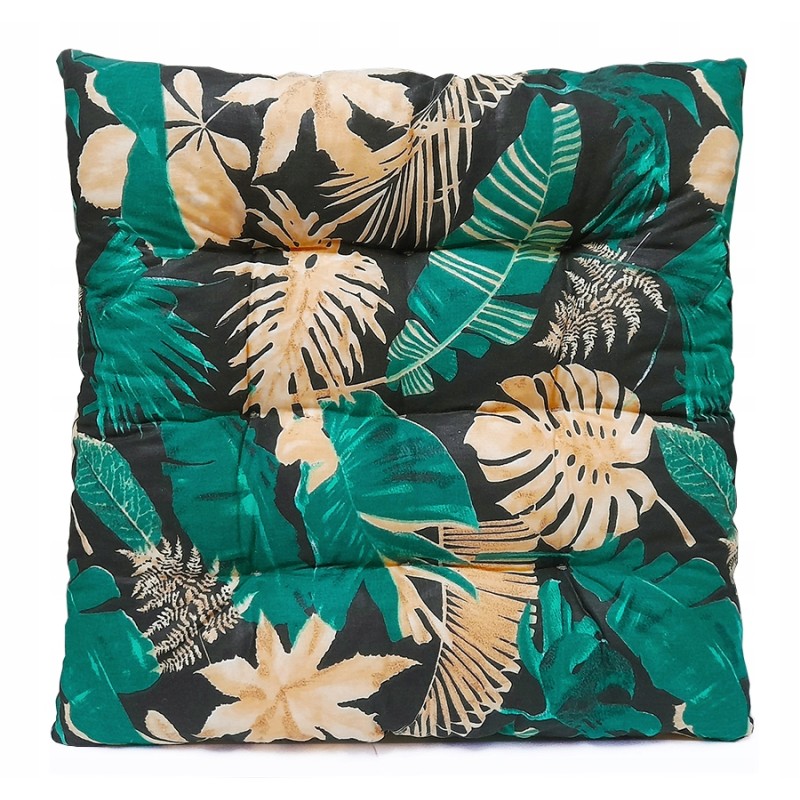 Dygsniuota kėdės pagalvėlė, be kaklaraiščių, 35x35, smaragdo lapai