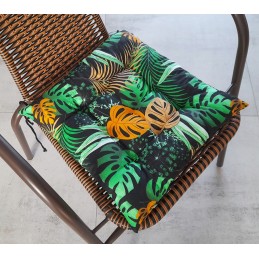 Dygsniuota kėdės pagalvėlė, be kaklaraiščių, 35x35 džiunglių lapai