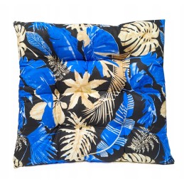 Dygsniuota kėdės pagalvėlė, be kaklaraiščių, 35x35, maišyti mėlyni lapai