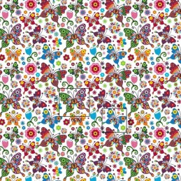 Dygsniuota kėdės pagalvė be kaklaraiščių, 35x35, Łowicz drugeliai ant balto