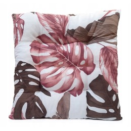 Dygsniuota kėdės pagalvėlė, be kaklaraiščių, 35x35 monstera ruda