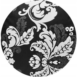 Apvali taburečių pagalvėlė, 32 cm, 100% medvilnė, juodi ornamentai