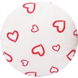 Apvali išmatų pagalvėlė, 32 cm, 100% medvilnė, raudonos širdelės