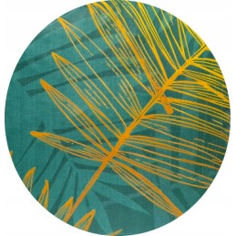Apvali išmatų pagalvėlė 32 cm, 100% medvilnė, auksiniai lapeliai ant žalios spalvos