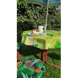 Apvali išmatų pagalvėlė 32 cm 100% medvilnės turkio lapeliai ant tamsiai mėlynos spalvos