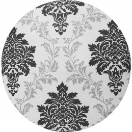 Apvali išmatų pagalvėlė 32 cm, 100% medvilnė, pilki ir grafito ornamentai