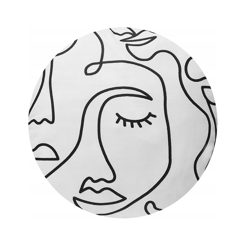 Apvali taburečių pagalvėlė 32cm, 100% medvilnė, balti veidai