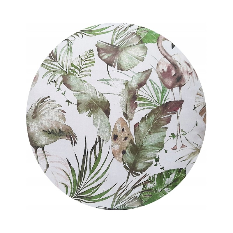 Apvali išmatų pagalvėlė 32 cm, 100% medvilnė, džiunglių flamingai