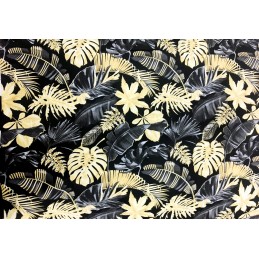 Dygsniuota kėdės pagalvė 35x35 mišri lapai ant juodos spalvos