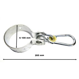 Sūpynių tvirtinimo spaustukas + kabliukas, 100 mm sija