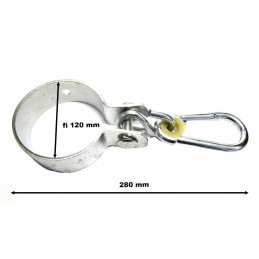 Sūpynių tvirtinimo spaustukas + kabliukas, 120 mm sija