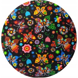 Apvali išmatų pagalvėlė 32 cm juodi drugeliai iš Łowicz