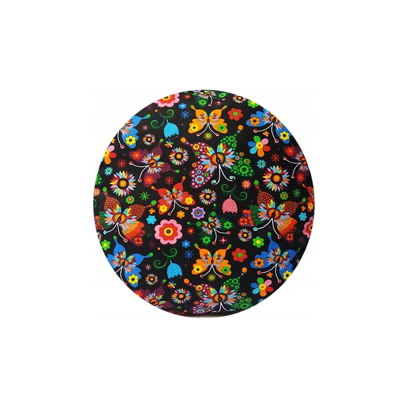 Apvali išmatų pagalvėlė 32 cm juodi drugeliai iš Łowicz