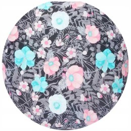 Apvali taburečių pagalvėlė, 32 cm, gėlės, juoda