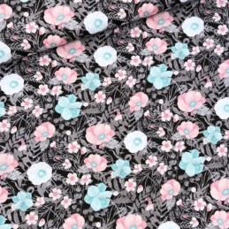 Apvali taburečių pagalvėlė, 32 cm, gėlės, juoda