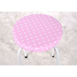 Apvali išmatų pagalvėlė 32cm, žirnelių rožinė