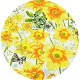 Apvali taburečių pagalvėlė 32cm drugeliai, geltonos gėlės