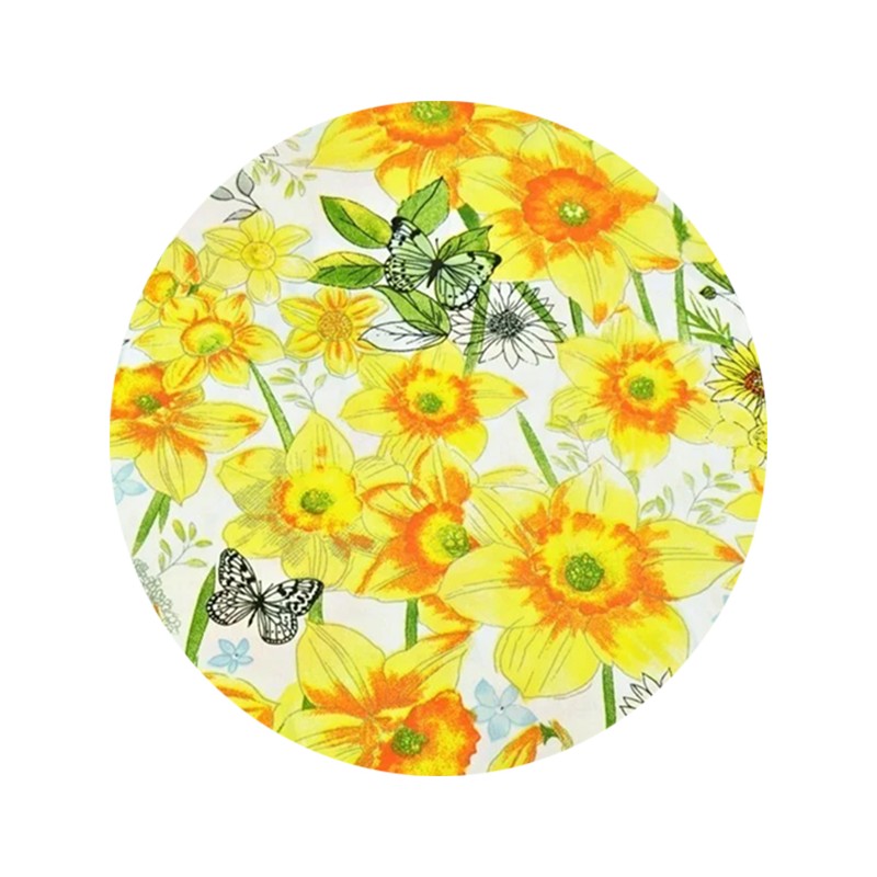 Apvali taburečių pagalvėlė 32cm drugeliai, geltonos gėlės