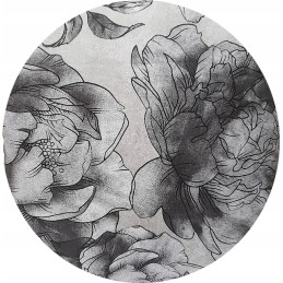 Apvali taburečių pagalvėlė 32cm su eskizuotomis pilkomis rožėmis