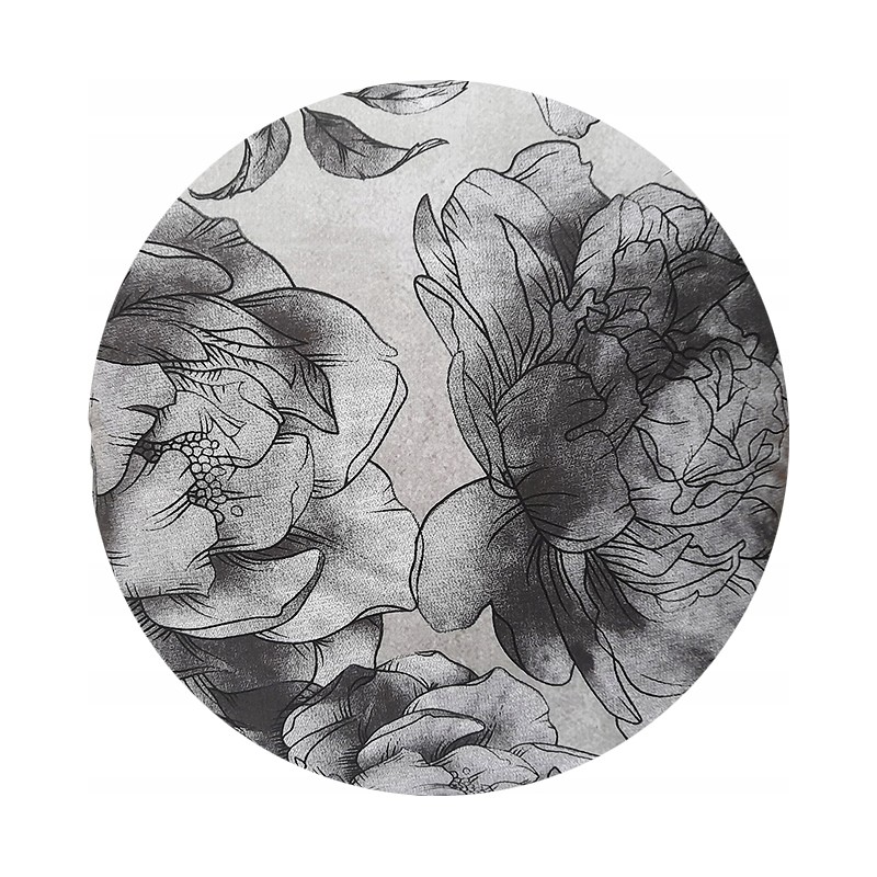 Apvali taburečių pagalvėlė 32cm su eskizuotomis pilkomis rožėmis