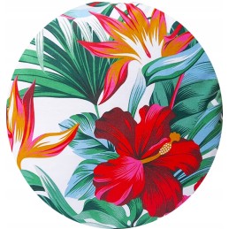 Apvali taburečių pagalvėlė 32 cm, gėlėta raudona monstera