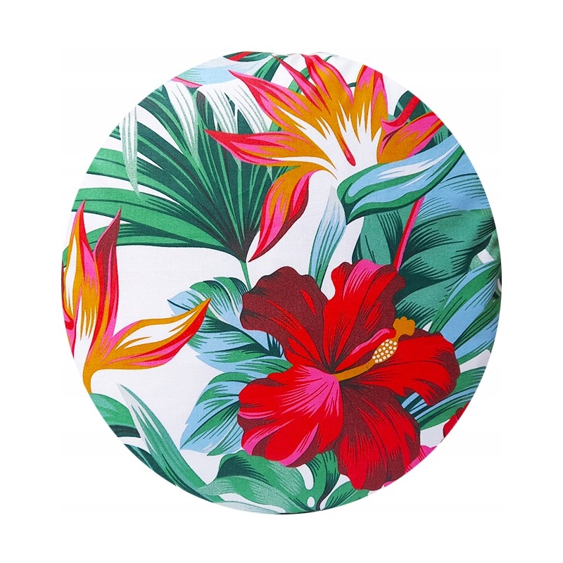 Apvali taburečių pagalvėlė 32 cm, gėlėta raudona monstera
