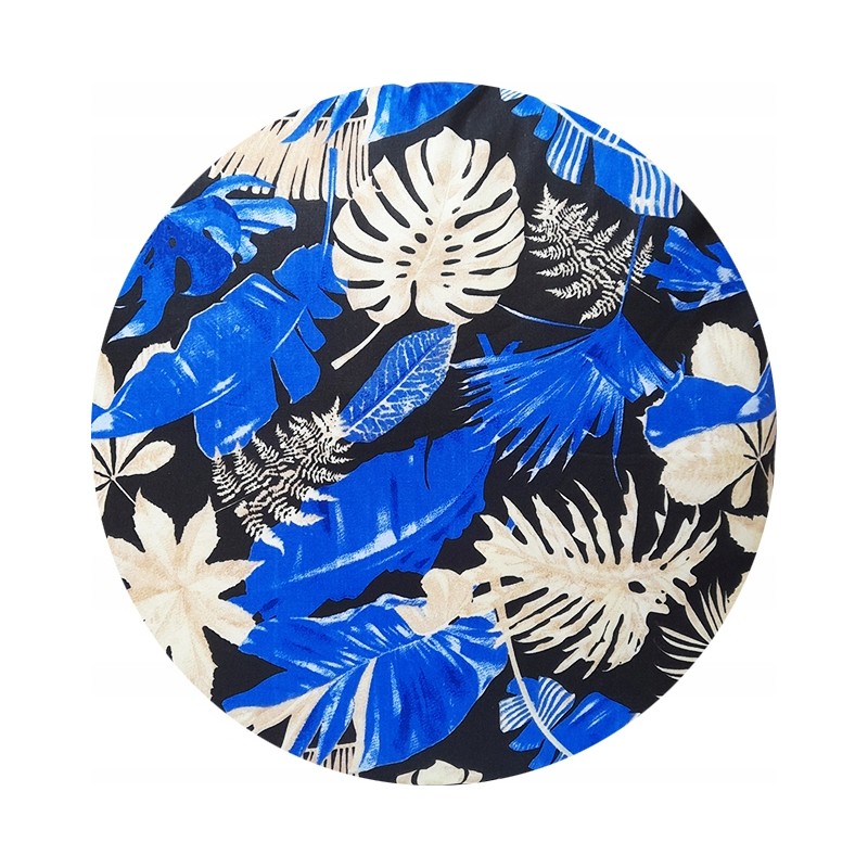 Apvali išmatų pagalvėlė 32 cm, maišyti mėlyni lapai