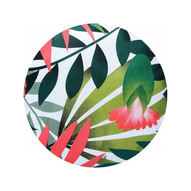 Apvali išmatų pagalvėlė 32 cm palmių lapų mišrus raudonas fonas