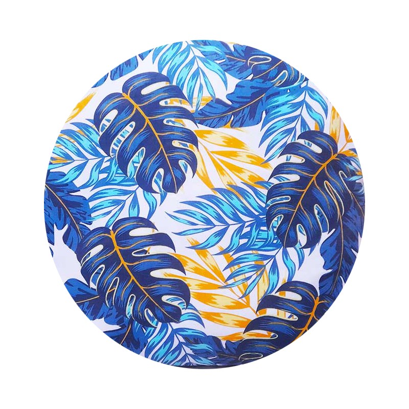 Apvali išmatų pagalvėlė 32 cm, mėlyni lapai