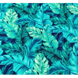 Surišta kėdės pagalvė 38x38 turkio spalvos lapeliai tamsiai mėlyname fone