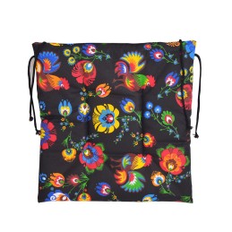 Mazginė kėdės pagalvėlė 38x38 medvilnė 100% juodi Łowicz gaideliai