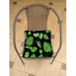 Mazguota kėdės pagalvė 38x38 monstera žalia ant juodos spalvos