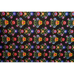 Mazginė kėdės pagalvė 38x38 Łowicz gėlės juodos spalvos