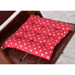Dygsniuota pagalvė, kėdės sėdynė 35x35, 100% medvilnė, raudoni žirneliai