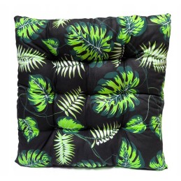 Dygsniuota kėdės pagalvė 35x35 žali monstrai ant juodos spalvos