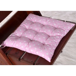 Dygsniuota pagalvė, kėdės sėdynė 35x35 žirnių rožinė