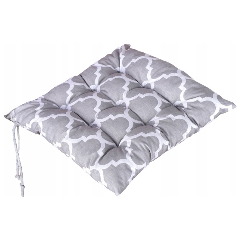 Dygsniuota pagalvė, kėdės sėdynė 35x35, 100% medvilnė, maroko pilka