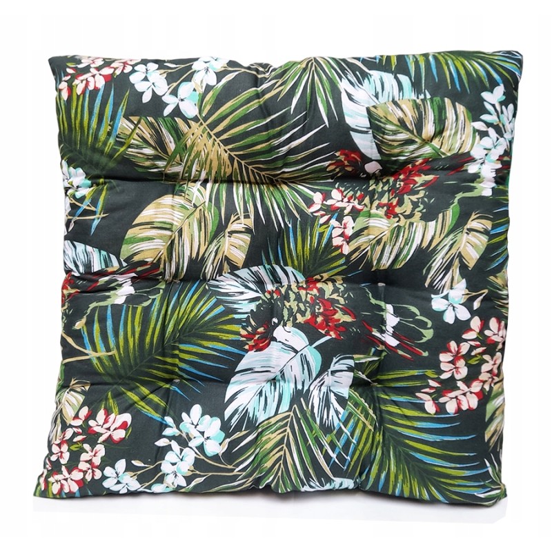 Dygsniuota kėdės pagalvėlė 35x35 tropinė žalia