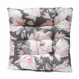 Dygsniuota kėdės pagalvėlė 35x35 rožės ant pilkos spalvos