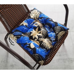 Dygsniuota kėdės pagalvėlė 35x35 mix mėlyni lapai