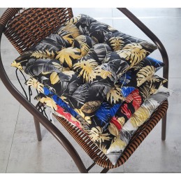 Dygsniuota kėdės pagalvėlė 35x35 mix mėlyni lapai