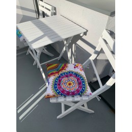 Dygsniuota kėdės pagalvėlė 35x35 mix mėlyni lapai