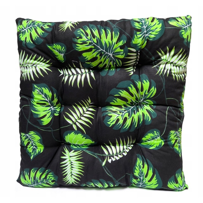 Dygsniuota kėdės pagalvė 35x35 žali monstrai ant juodos spalvos