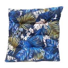 Dygsniuota kėdės pagalvė 35x35 tropinė tamsiai mėlyna