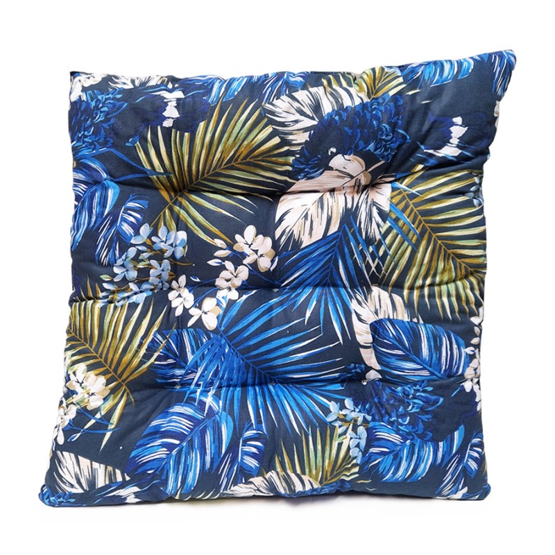 Dygsniuota kėdės pagalvė 35x35 tropinė tamsiai mėlyna
