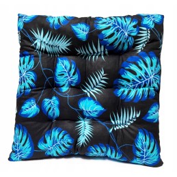 Dygsniuota kėdės pagalvė 35x35 monstery turquoise ant juodos spalvos