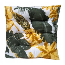 Dygsniuota kėdės pagalvėlė 35x35 didelė monstera balta