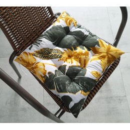 Dygsniuota kėdės pagalvėlė 35x35 didelė monstera balta