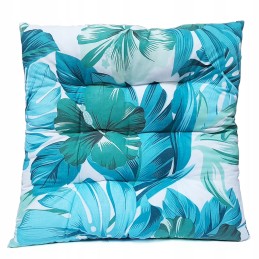 Dygsniuota kėdės pagalvėlė 35x35 monstera gėlėtas turkis