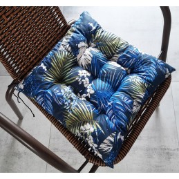 Dygsniuota kėdės pagalvė 35x35 tropinė tamsiai mėlyna